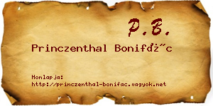 Princzenthal Bonifác névjegykártya